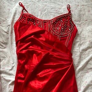 Akira Stepping In Red Corset Dress Medium